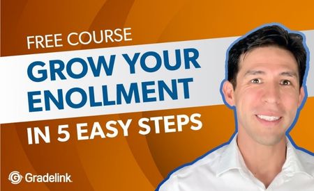 YouTube Thumbnail image of a man with the title Free Course Grow Your Enrollment in 5 Easy Steps